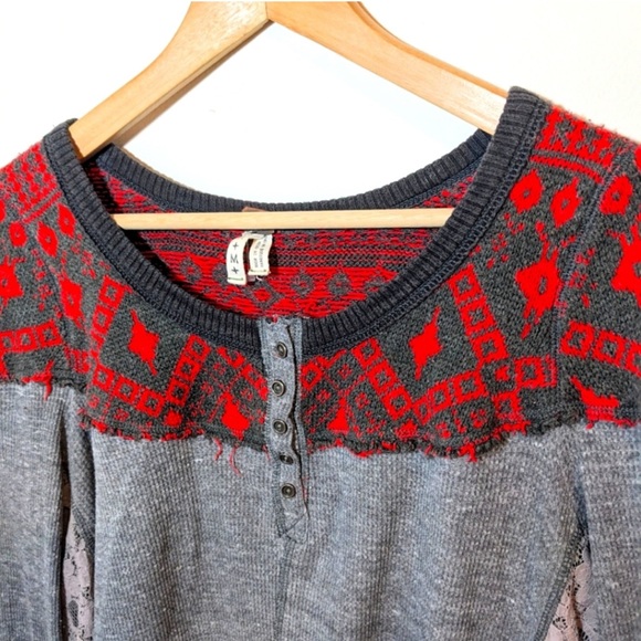 Free People Waffle Pullover Top - Picture 3 of 11